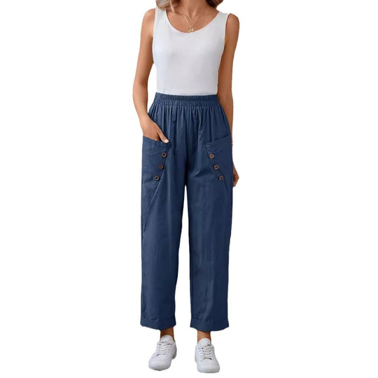Damen elegante Freizeitpants mit Knopfdetails R&B
