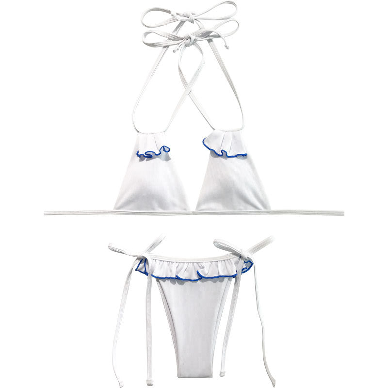 Damen Triangel-Bikini mit Rüschen und einzigartigem Schnitt R&B