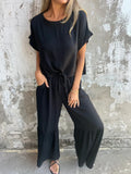 Damen lässiges Jumpsuit mit elegantem Schnitt und weitem Bein R&B