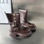 Damen Biker-Stiefel mit modischer Schnallenverarbeitung und robustem Profil R&B