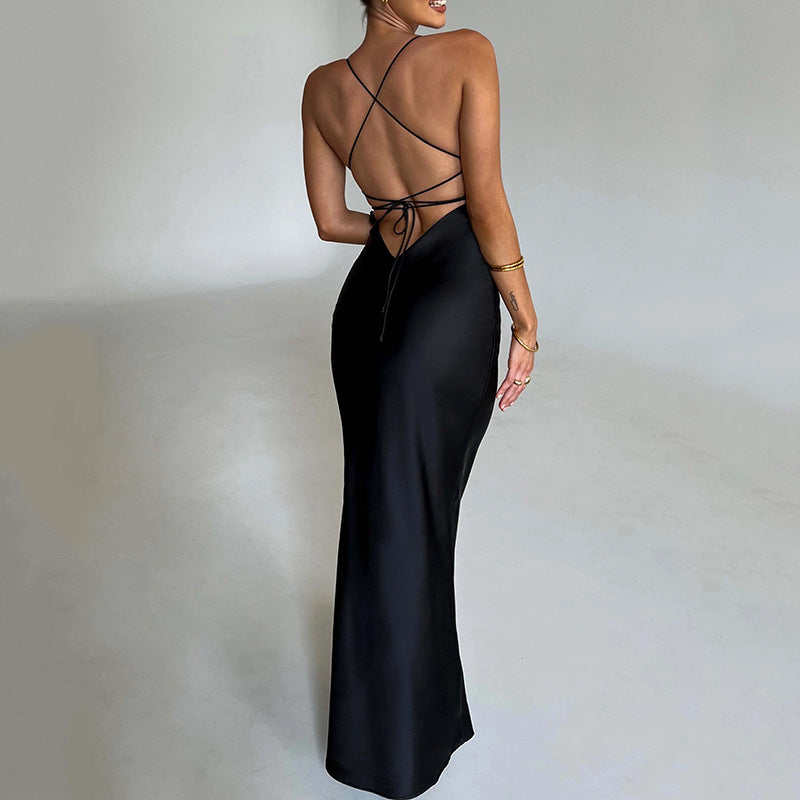 Damen Elegantes Figurbetontes Maxikleid mit Spaghettiträgern R&B