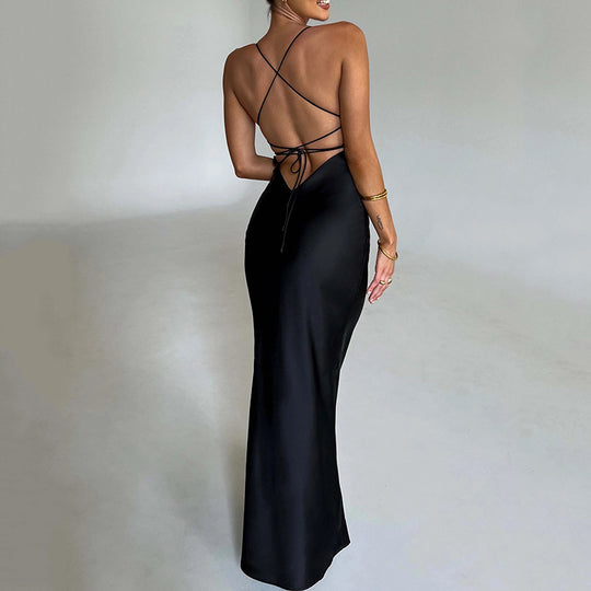 Damen Elegantes Figurbetontes Maxikleid mit Spaghettiträgern R&B