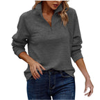 Damen modischer Pullover mit Reißverschluss und Rippstrick-Design R&B