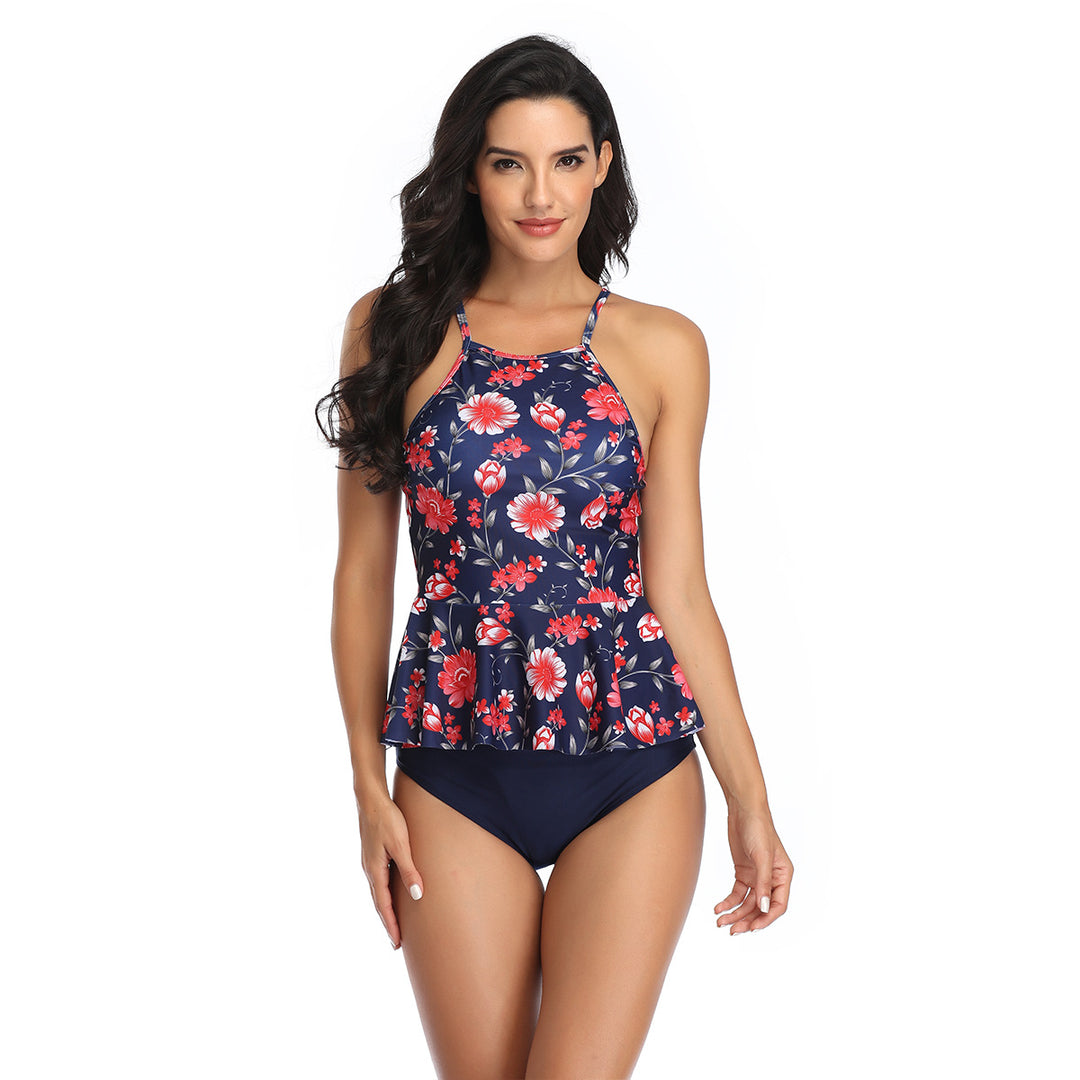 Damen Bademode mit femininer Rüsche und floralen Applikationen R&B