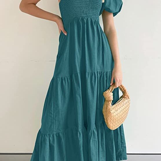 Damen Maxikleid mit asymmetrischem Träger und fließendem Schnitt R&B