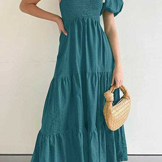 Damen Maxikleid mit asymmetrischem Träger und fließendem Schnitt R&B
