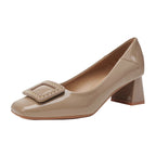 Damen Komfortable Pumps mit stylischem quadratischem Schmuckelement