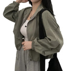 Damen cropped Jacke mit elastischen Bündchen und lässigem Schnitt