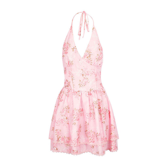 Damen Sommerliches Neckholderkleid mit floralem Muster und Rüschendetails R&B