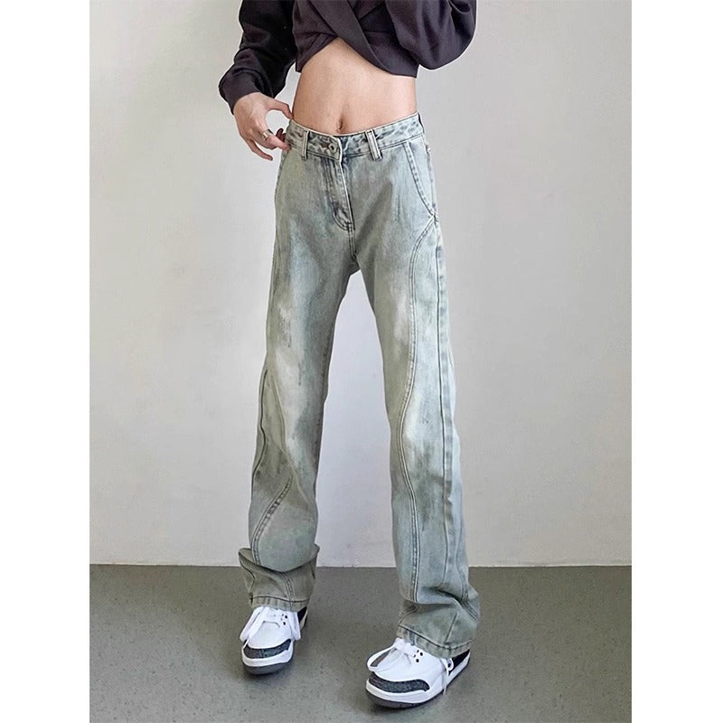 Herren weite Denim-Jeans mit modischem Used-Look