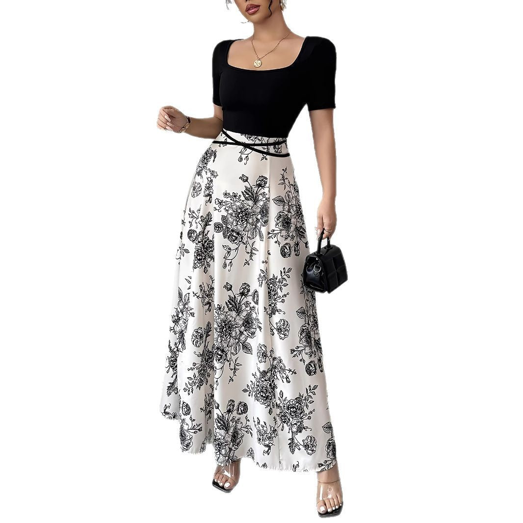 Damen Elegantes Maxikleid mit floralem Design und tailliertem Schnitt R&B