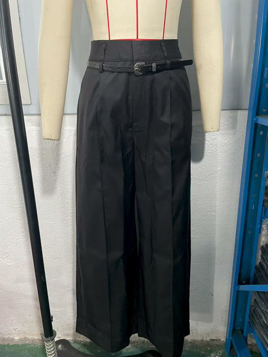 Damen elegante weite Hose mit Bindegürtel R&B