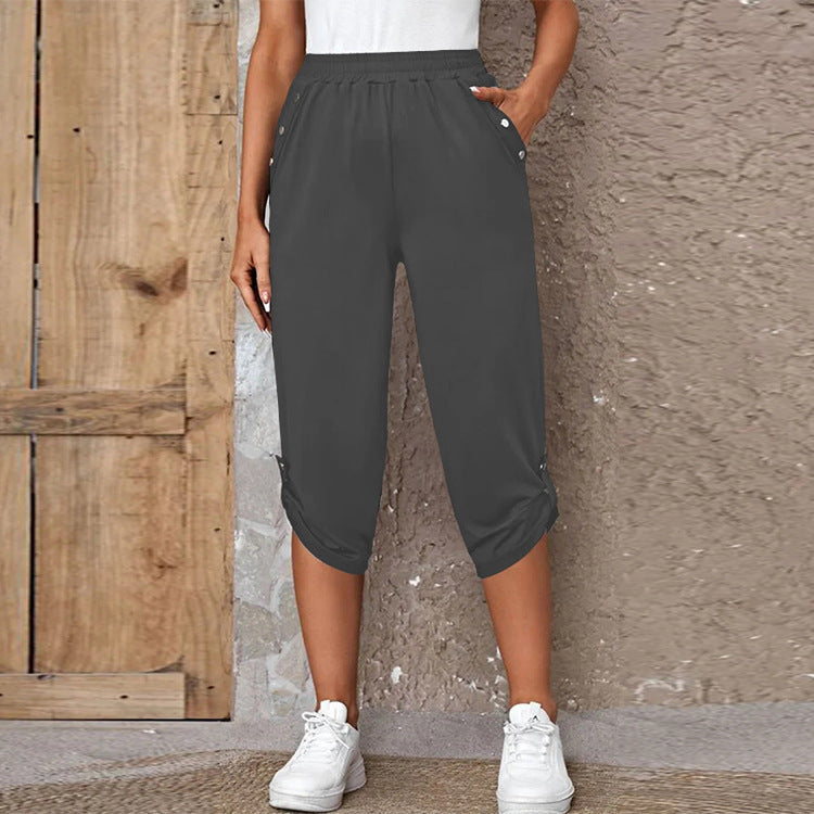 Damen sportliche Freizeithose mit elastischem Bund und praktischen Seitentaschen R&B