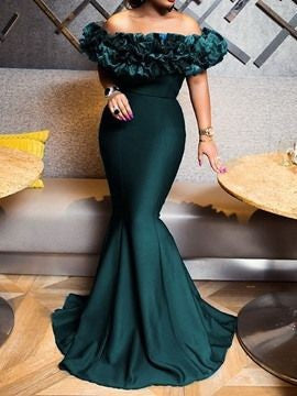 Damen Abendkleid mit voluminösem Rüschensaum R&B
