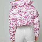 Damen modische cropped Steppjacke im Dollar-Design R&B