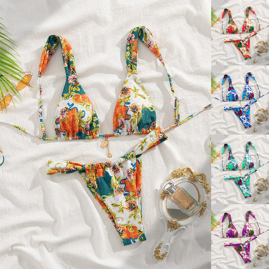 Damen Triangel-Bikini mit floralen Mustern R&B