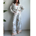 Damen Überschnittenes Satin-Hosenanzug mit floralem Design R&B
