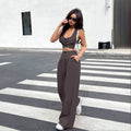 Damen Zweiteiliges Set mit tailliertem Top und weiten Hosen R&B