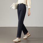 Damen Weite Jeans mit hohen Taschen und modernen Nähten
