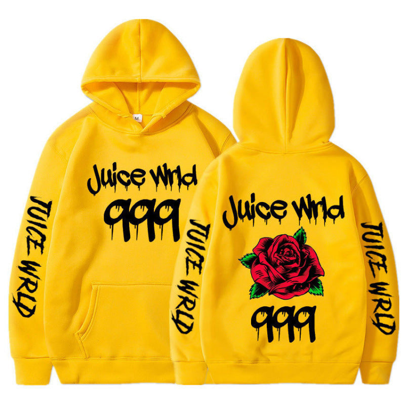 Damen Kapuzenpullover mit auffälligem Grafikdesign und romantischem Rosenmotiv