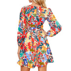 Damen Sommerliches Freizeitkleid mit voluminösen Ärmeln und floralen Mustern R&B