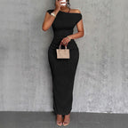 Damen Maxi-Kleid mit asymmetrischem Schnitt und elegantem Plissee R&B