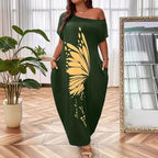 Damen Maxikleid mit elegantem Schmetterlingsmotiv R&B