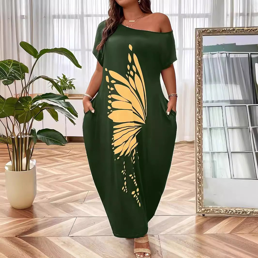 Damen Maxikleid mit elegantem Schmetterlingsmotiv R&B