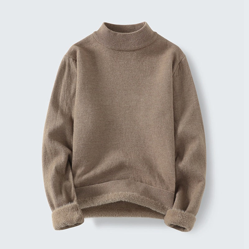 Damen Strickpullover mit hohem Kragen und weichem Innenfutter