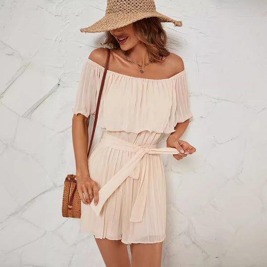 Damen Jumpsuit mit eleganter Rüsche und verstellbarem Taillengürtel R&B
