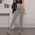 Damen Hochtaillierte Leggings mit grafischem Streifenmuster und figurformendem Schnitt