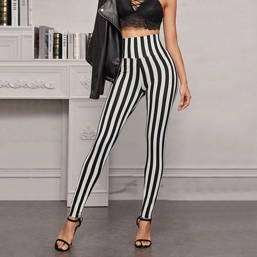 Damen Hochtaillierte Leggings mit grafischem Streifenmuster und figurformendem Schnitt R&B