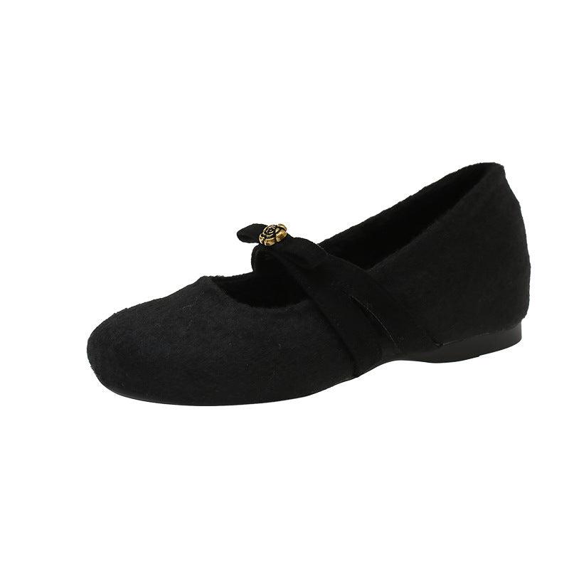 Damen Bequeme Filzschuhe mit dekorativer Schleife R&B
