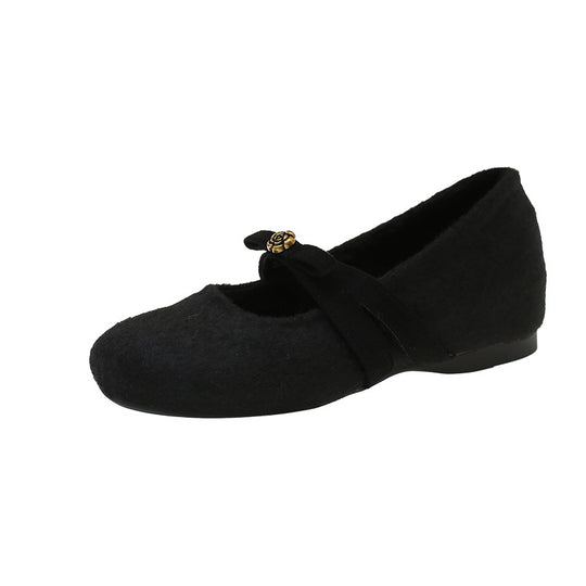 Damen Bequeme Filzschuhe mit dekorativer Schleife R&B