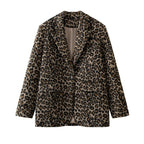 Damen Eleganter Leopardenmuster Blazer R&B