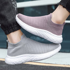 Damen Schalensneaker mit elastischem Strickoberteil und rutschfester Sohle