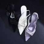 Damen Slingback High Heel Schuhe mit eleganter Raffung R&B