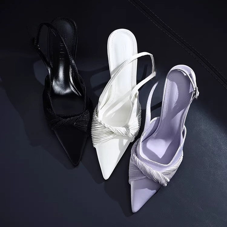 Damen Slingback High Heel Schuhe mit eleganter Raffung R&B