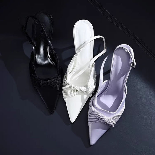 Damen Slingback High Heel Schuhe mit eleganter Raffung R&B