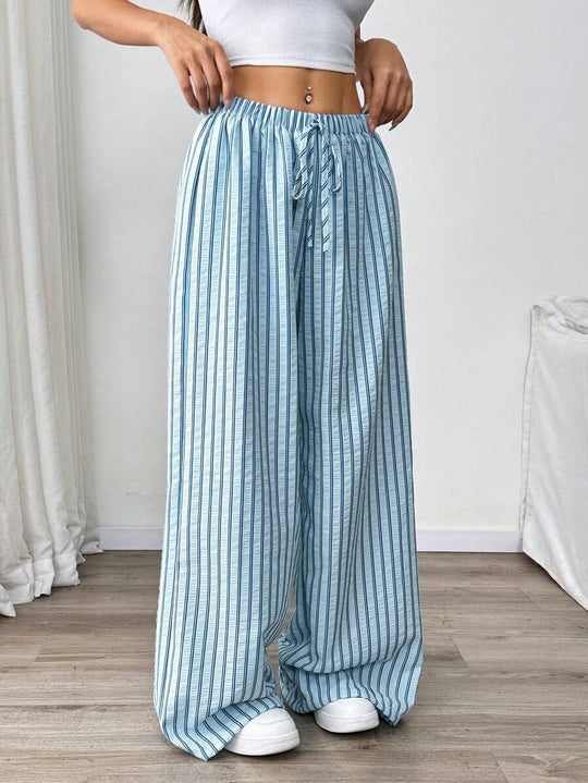 Damen lässige Hochbundhose im gestreiften Design R&B