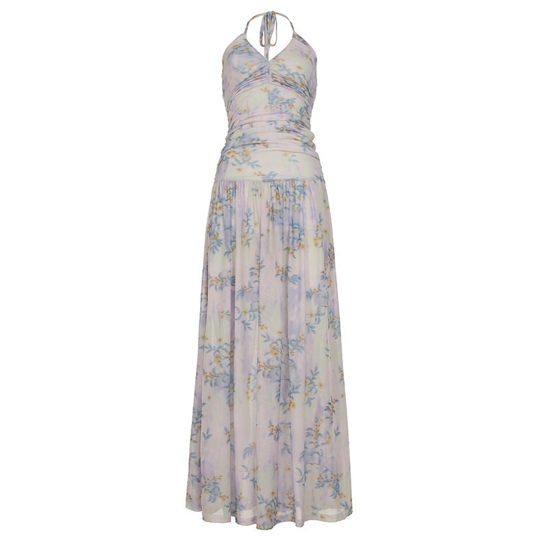 Damen Maxikleid mit floralem Design und verstellbarem Träger R&B