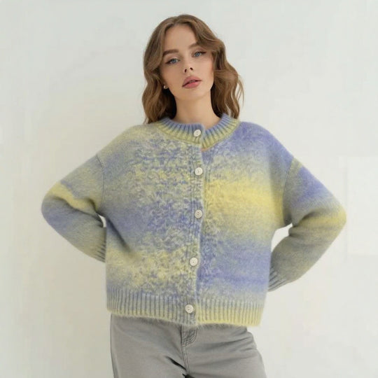Damen Strickjacke mit knopfbarem Design und luxuriöser Maschenstruktur R&B