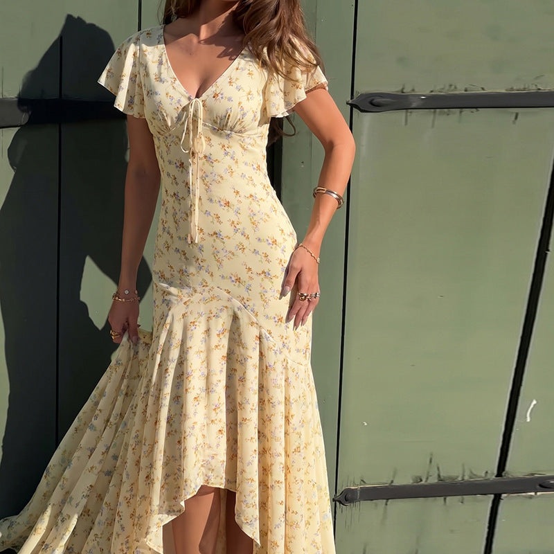 Damen Maxikleid mit floralem Design und raffinierten Cut-Outs R&B