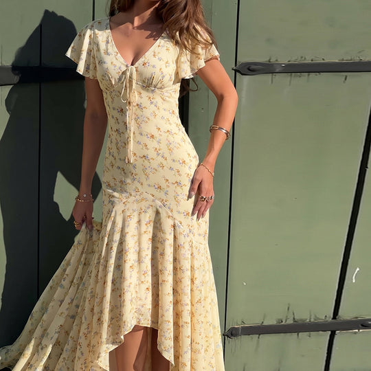 Damen Maxikleid mit floralem Design und raffinierten Cut-Outs R&B