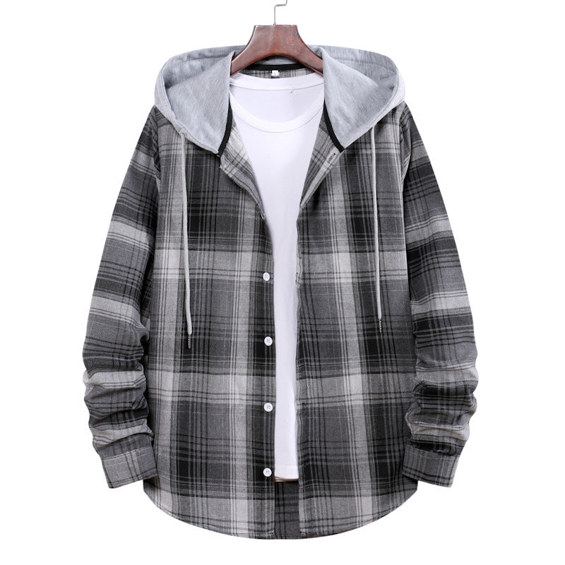 Herren Flanellhemdjacke mit Hood und modernem Karomuster