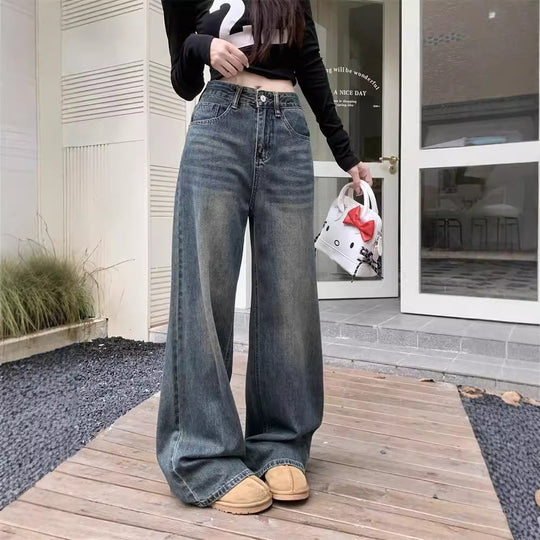 Damen Weit geschnittene High-Waist Jeans im modernen Vintage-Look R&B