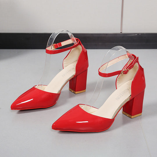 Damen elegante High-Heels mit transparentem Riemen und Blockabsatz R&B