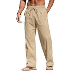 Herren nan leichte Leinenhose mit elastischem Bund, Kordelzug und aufgesetzten Taschen R&B
