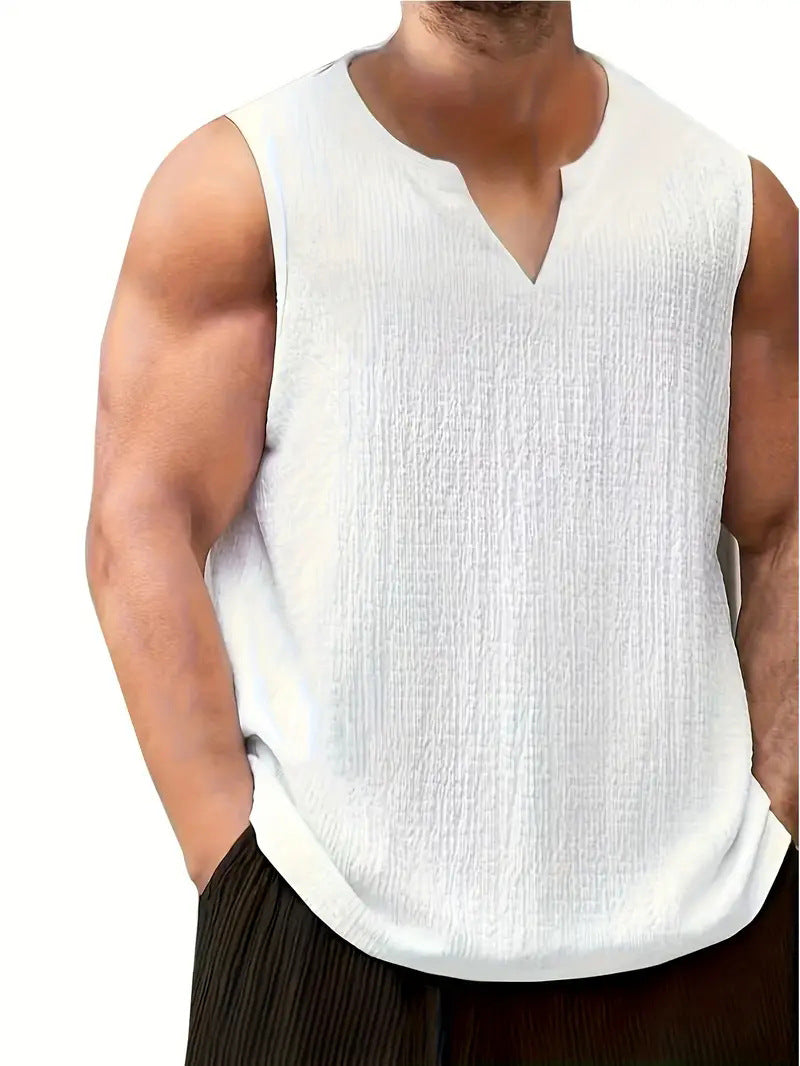 Herren Ärmelloses Freizeitshirt mit strukturiertem Design und V-Ausschnitt R&B