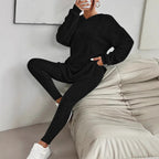 Damen Leggings-Set mit strukturiertem Langarmoberteil und bequemer Passform R&B